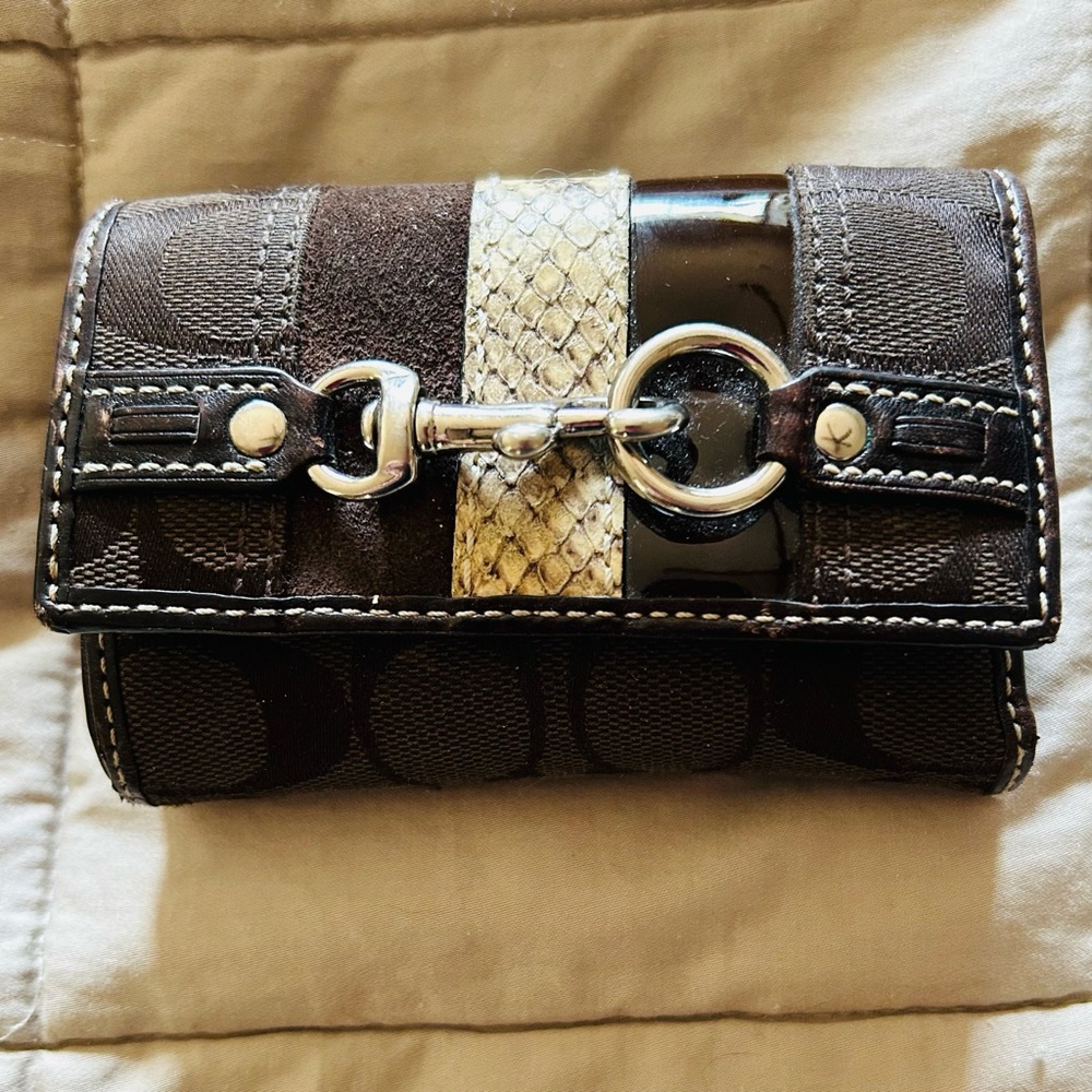 Coach Brown Signature Trifold Wallet